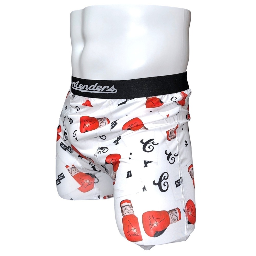 Contenders Mens XL Boxing Glove Dont Quit Boxer Briefs White Red Performance New